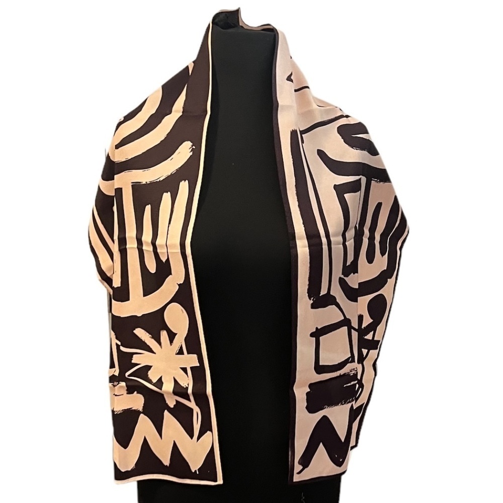 Vintage VERAโ NEUMANN Unisex Abstract Design Scarf, Brown and Tan MCM